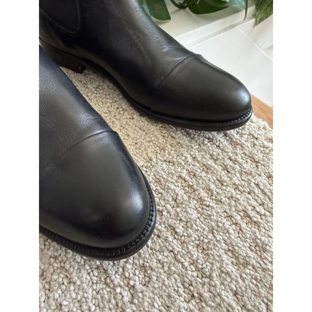 Ten Points SWEDEN Chelsea Boots Women 9 Black Leather Cap Toe Ankle